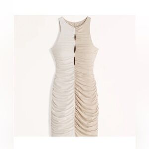 Abercrombie & Fitch Keyhole Ruched Two-Tone Tab Mini Dress Bodycon Large Tall